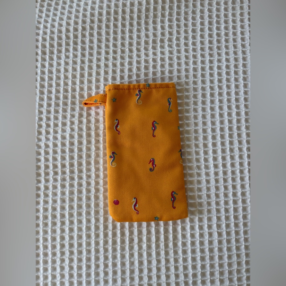 Loft Orange and Seahorse Patterned Sunglasses Case